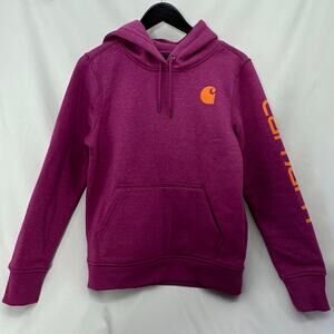 Carhartt Hoodie Relaxed Fit Womens Small Pink Orange Heritage Utility Workwear